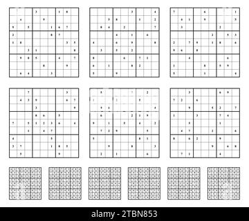 Sudoku-Spielset mit Antworten. Einfache Vektorkonstruktion Stock Vektor