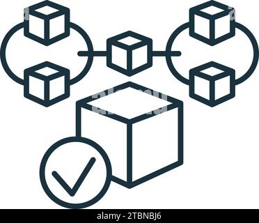 Symbol für Blockbestätigung. Einfarbiges einfaches Schild aus der Blockchain-Kollektion. Symbol für Blockbestätigung für Logo, Vorlagen, Webdesign und Infografiken. Stock Vektor