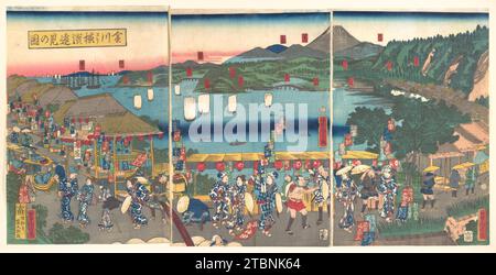 Ein Fernblick von Yokohama von Kanagawa (Kanagawa yori Yokohama...Ken no zu) 2007 von Utagawa Yoshitora Stockfoto