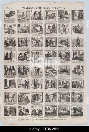 Breite mit 48 Szenen, die die Prüfungen und Trübsale des Lebens 1978 von Jose Maria Mares darstellen Stockfoto