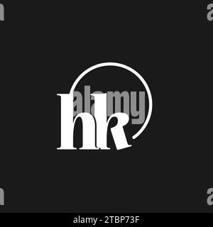 HK Logo Initialen Monogramm mit kreisförmigen Linien, minimalistisches und klares Logo-Design, einfache, aber klassische Vektorgrafik Stock Vektor