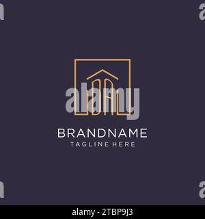 DAS anfängliche quadratische Logo-Design, moderne und luxuriöse Immobilienlogos Stock Vektor