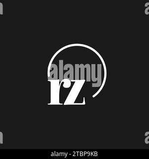 RZ Logo Initialen Monogramm mit kreisförmigen Linien, minimalistisches und klares Logo-Design, einfache, aber klassische Vektorgrafik Stock Vektor