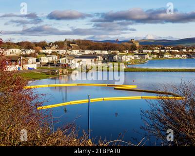Statische Karawanen am Yachthafen Hodbarrow und Naturschutzgebiet in Millom Cumbria, Großbritannien. Stockfoto