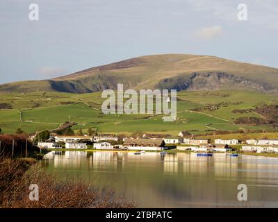 Statische Karawanen am Yachthafen Hodbarrow und Naturschutzgebiet in Millom Cumbria, Großbritannien. Stockfoto