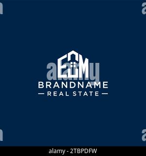 Initial Letter EM Monogramm Logo mit abstrakter Hausform, einfache und moderne Immobilien Logo Design Vektorgrafik Stock Vektor