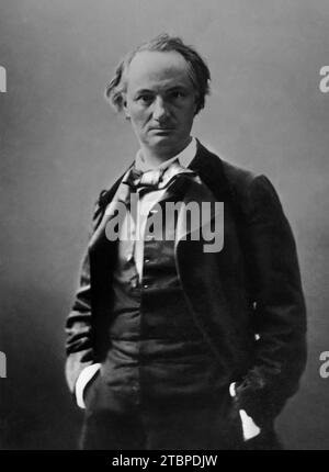 Porträt von Charles Baudelaire. Datum: 1855. Von Nadar. Stockfoto