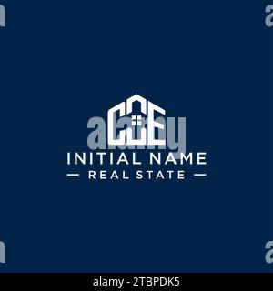 Initial Letter CE Monogramm Logo mit abstrakter Hausform, einfache und moderne Immobilien Logo Design Vektorgrafik Stock Vektor