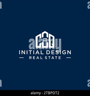 Initial Letter CQ Monogramm Logo mit abstrakter Hausform, einfache und moderne Immobilien Logo Design Vektorgrafik Stock Vektor