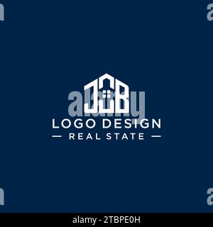 Initial Letter JB Monogramm Logo mit abstrakter Hausform, einfache und moderne Immobilien Logo Design Vektorgrafik Stock Vektor