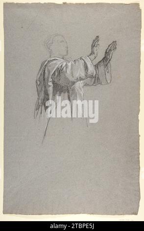 Kleriker mit erhobenen Armen (Unterregister?; Studie für Wandmalereien in der Kapelle Saint Remi, Sainte-Clotilde, Paris, 1858) 1989 von Isidore Pils Stockfoto