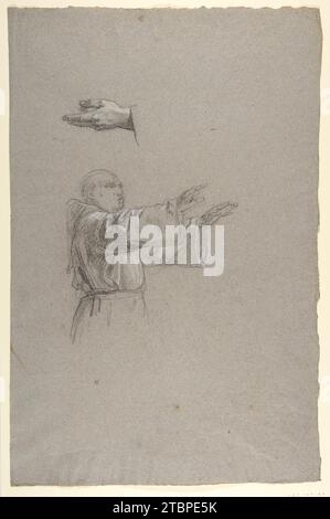 Kleriker mit erhobenen Armen (Unterregister?; Studie für Wandmalereien in der Kapelle Saint Remi, Sainte-Clotilde, Paris, 1858) 1989 von Isidore Pils Stockfoto