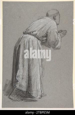 Kleriker mit verbundenen Händen (unteres Register?); verso: (Gleiche Figur); (Studien für Wandmalereien in der Kapelle Saint Remi, Sainte-Clotilde, Paris, 1858) 1989 von Isidore Pils Stockfoto
