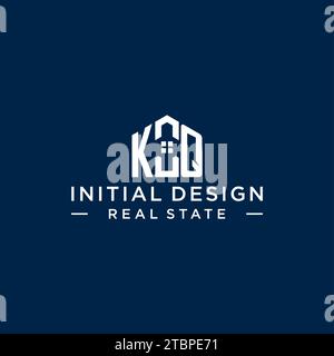 Initial Letter KQ Monogramm Logo mit abstrakter Hausform, einfache und moderne Immobilien Logo Design Vektorgrafik Stock Vektor