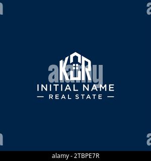 Initialbuchstabe KR Monogramm Logo mit abstrakter Hausform, einfache und moderne Immobilien Logo Design Vektorgrafik Stock Vektor