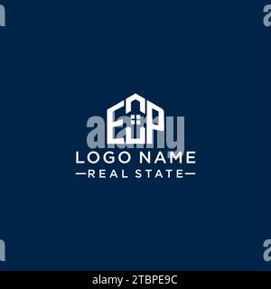 Initial Letter EP Monogramm Logo mit abstrakter Hausform, einfache und moderne Immobilien Logo Design Vektorgrafik Stock Vektor