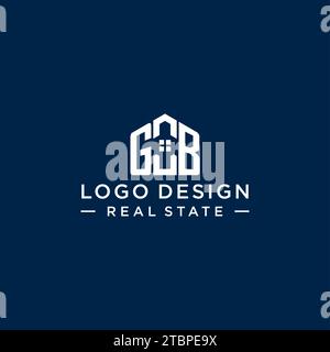 Initial Letter GB Monogramm Logo mit abstrakter Hausform, einfache und moderne Immobilien Logo Design Vektorgrafik Stock Vektor