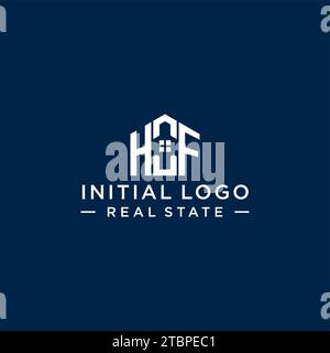 Initial Letter HF Monogramm Logo mit abstrakter Hausform, einfache und moderne Immobilien Logo Design Vektorgrafik Stock Vektor