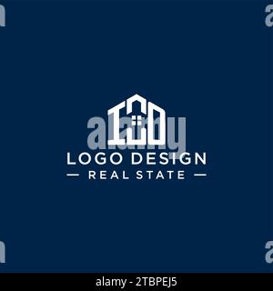 Initial Letter IO Monogramm Logo mit abstrakter Hausform, einfache und moderne Immobilien Logo Design Vektorgrafik Stock Vektor