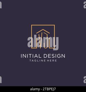 VJ anfängliches quadratisches Logo-Design, moderne und luxuriöse Design-Ideen für Immobilienlogos Stock Vektor