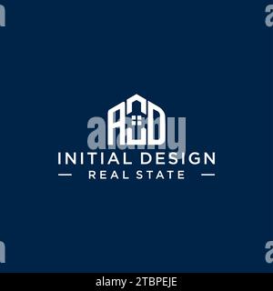 Initial Letter AD Monogramm Logo mit abstrakter Hausform, einfache und moderne Immobilien Logo Design Vektorgrafik Stock Vektor