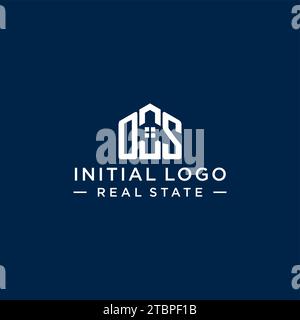 Initial Letter OS Monogramm Logo mit abstrakter Hausform, einfache und moderne Immobilien Logo Design Vektorgrafik Stock Vektor