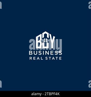 Anfangsbuchstabe DURCH Monogramm-Logo mit abstrakter Hausform, einfache und moderne Immobilienlogo Design Vektorgrafik Stock Vektor