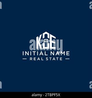 Initial Letter KE Monogramm Logo mit abstrakter Hausform, einfache und moderne Immobilien Logo Design Vektorgrafik Stock Vektor