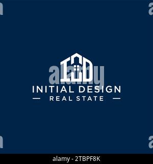 Initial Letter ID Monogramm Logo mit abstrakter Hausform, einfache und moderne Immobilien Logo Design Vektorgrafik Stock Vektor