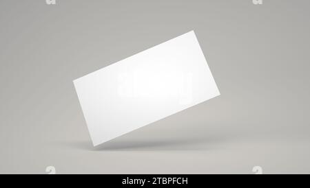 Leere Visitenkarte für Modellerstellung isoliert über weichem grauem Hintergrund. Modell und Platz für Text- und Logounternehmen. Geschäftskonzept. Abbildung 3D-Rendering. Stockfoto