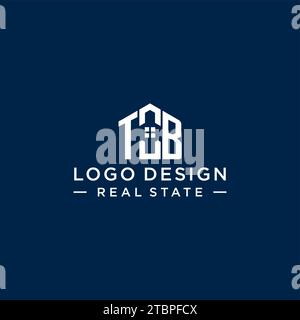 Anfangsbuchstabe TB Monogramm Logo mit abstrakter Hausform, einfache und moderne Immobilien Logo Design Vektorgrafik Stock Vektor