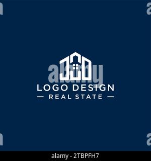Initial Letter JO Monogramm Logo mit abstrakter Hausform, einfache und moderne Immobilien Logo Design Vektorgrafik Stock Vektor