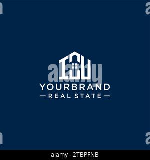 Initial Letter IU Monogramm-Logo mit abstrakter Hausform, einfache und moderne Immobilienlogo Design Vektorgrafik Stock Vektor