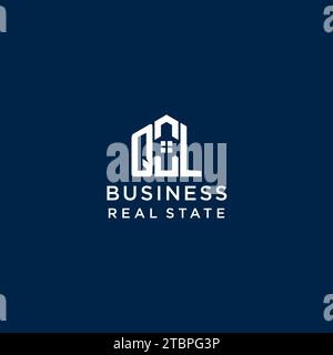 Initial Letter QL Monogramm Logo mit abstrakter Hausform, einfache und moderne Immobilien Logo Design Vektorgrafik Stock Vektor