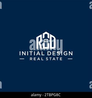 Initial Letter RD Monogramm Logo mit abstrakter Hausform, einfache und moderne Immobilien Logo Design Vektorgrafik Stock Vektor