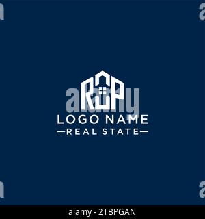 Initial Letter RP Monogramm Logo mit abstrakter Hausform, einfache und moderne Immobilien Logo Design Vektorgrafik Stock Vektor