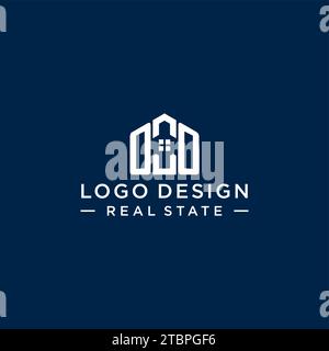 Initial Letter OO Monogramm Logo mit abstrakter Hausform, einfache und moderne Immobilien Logo Design Vektorgrafik Stock Vektor