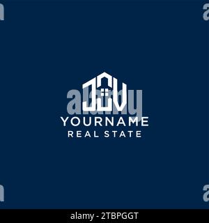 Initial Letter JV Monogramm Logo mit abstrakter Hausform, einfache und moderne Immobilien Logo Design Vektorgrafik Stock Vektor