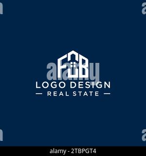 Initial Letter FB Monogramm Logo mit abstrakter Hausform, einfache und moderne Immobilien Logo Design Vektorgrafik Stock Vektor