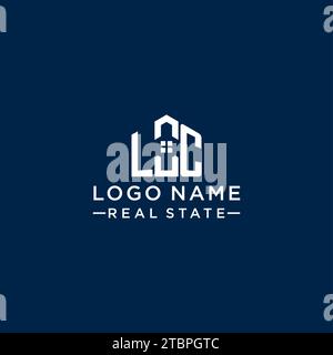 Initial Letter LC Monogramm Logo mit abstrakter Hausform, einfache und moderne Immobilien Logo Design Vektorgrafik Stock Vektor