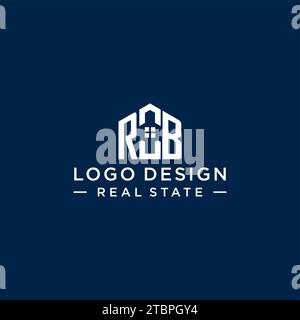 Initial Letter RB Monogramm Logo mit abstrakter Hausform, einfache und moderne Immobilien Logo Design Vektorgrafik Stock Vektor