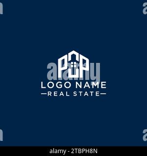 Anfangsbuchstabe PP Monogramm Logo mit abstrakter Hausform, einfache und moderne Immobilien Logo Design Vektorgrafik Stock Vektor