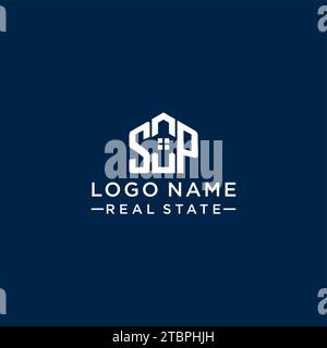 Initial Letter SP Monogramm Logo mit abstrakter Hausform, einfache und moderne Immobilien Logo Design Vektorgrafik Stock Vektor