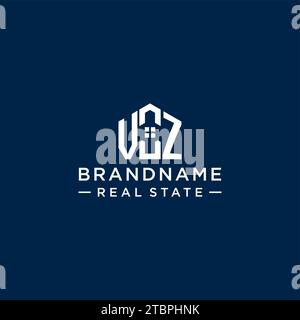 Anfangsbuchstabe VZ Monogramm Logo mit abstrakter Hausform, einfache und moderne Immobilien Logo Design Vektorgrafik Stock Vektor
