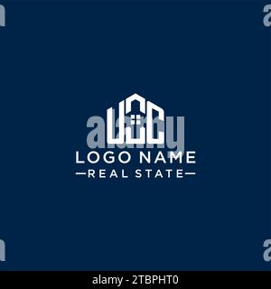 Initial Letter UC Monogramm Logo mit abstrakter Hausform, einfache und moderne Immobilien Logo Design Vektorgrafik Stock Vektor