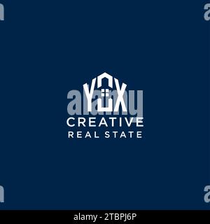 Initial Letter YX Monogramm Logo mit abstrakter Hausform, einfache und moderne Immobilien Logo Design Vektorgrafik Stock Vektor