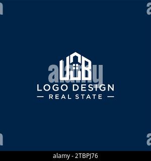 Initial Letter UB Monogramm Logo mit abstrakter Hausform, einfache und moderne Immobilien Logo Design Vektorgrafik Stock Vektor