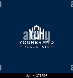 Initial Letter YH Monogramm Logo mit abstrakter Hausform, einfache und moderne Immobilien Logo Design Vektorgrafik Stock Vektor