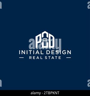Initial Letter PD Monogramm Logo mit abstrakter Hausform, einfache und moderne Immobilien Logo Design Vektorgrafik Stock Vektor