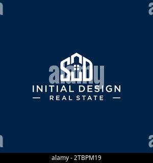Initial Letter SD Monogramm Logo mit abstrakter Hausform, einfache und moderne Immobilien Logo Design Vektorgrafik Stock Vektor